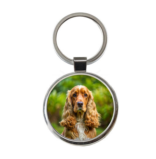 English Cocker Spaniel Dog Photo Round Metal Keychain