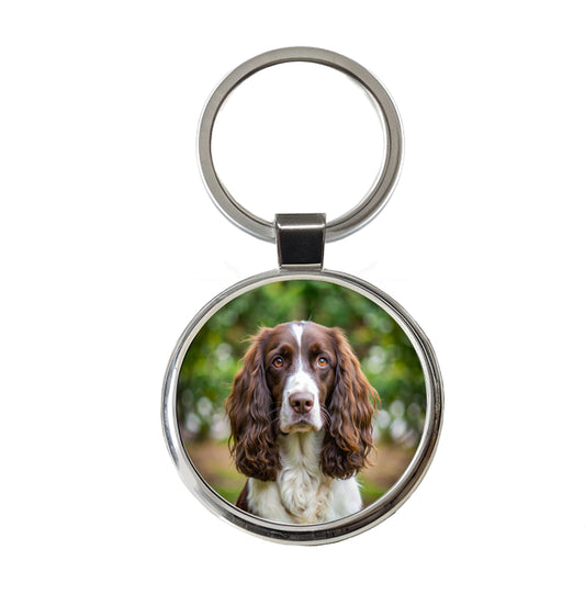 English Springer Spaniel Dog Photo Round Metal Keychain