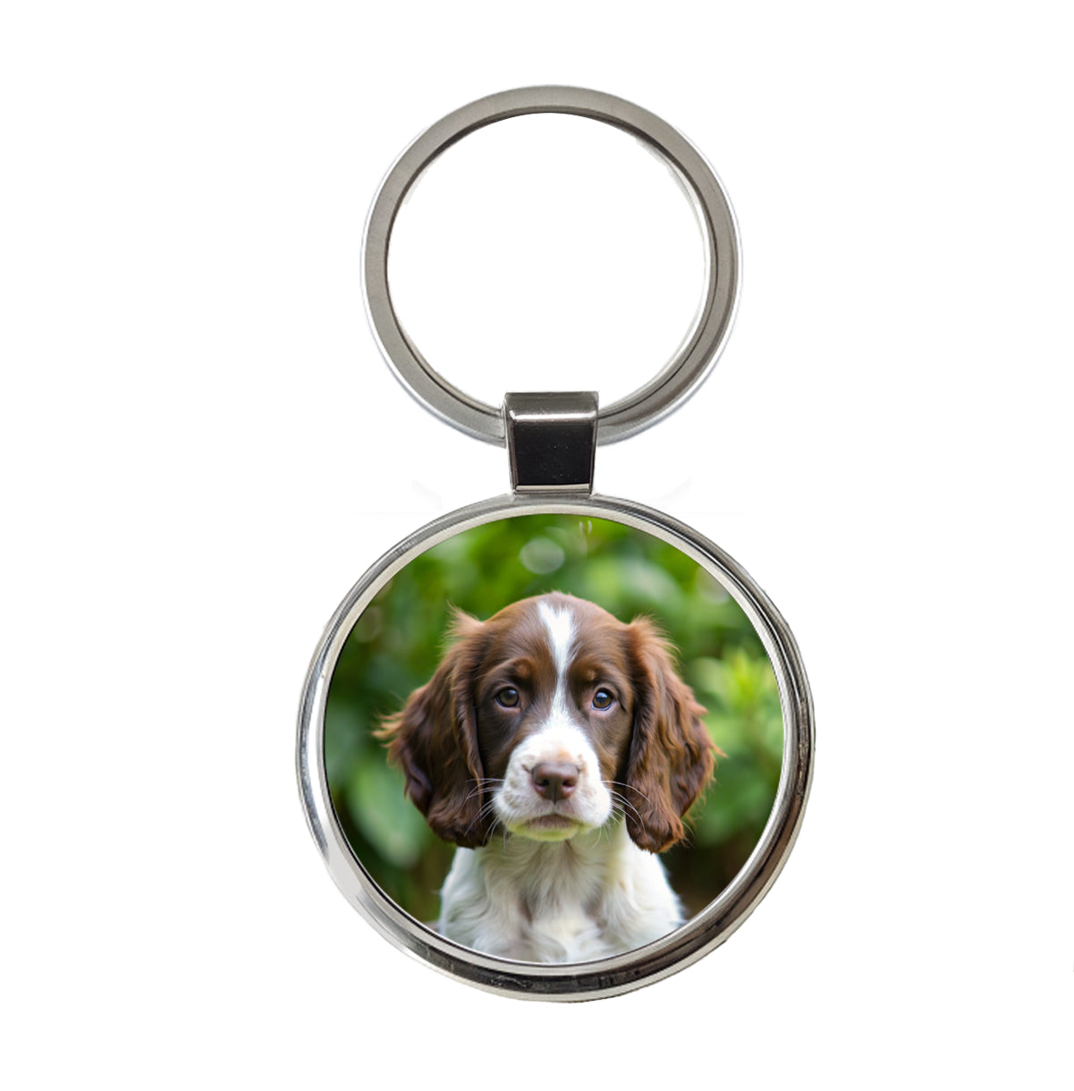 English Springer Spaniel Dog Puppy Photo Round Metal Keychain