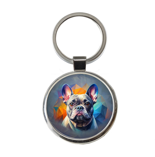 French Bulldog Frenchie Dog Contemporary Art Round Metal Keychain
