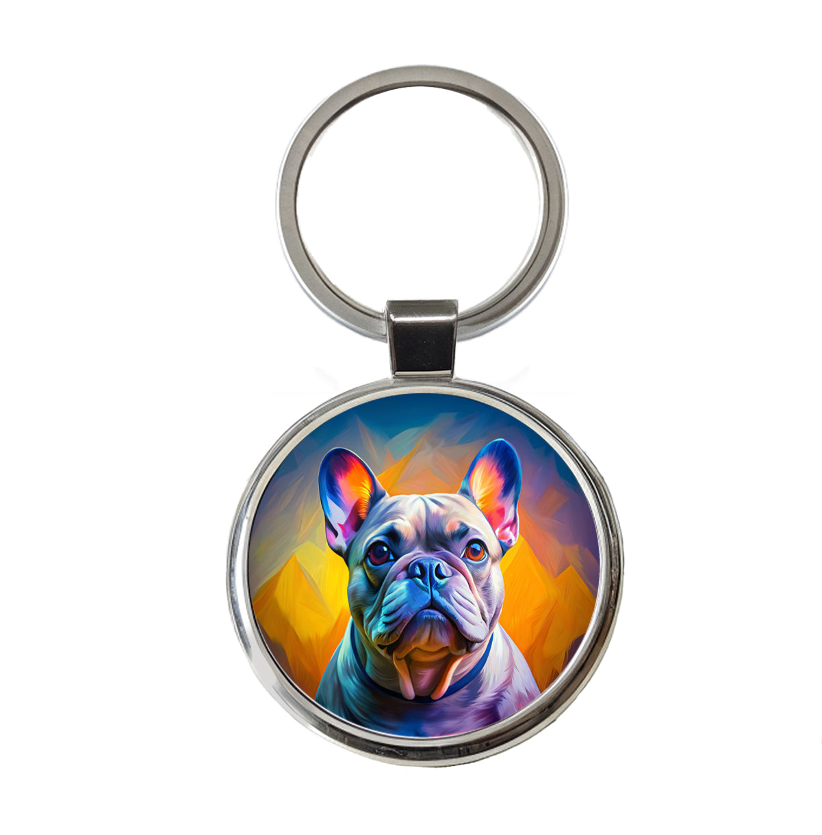 French Bulldog Frenchie Dog Pop Art Round Metal Keychain