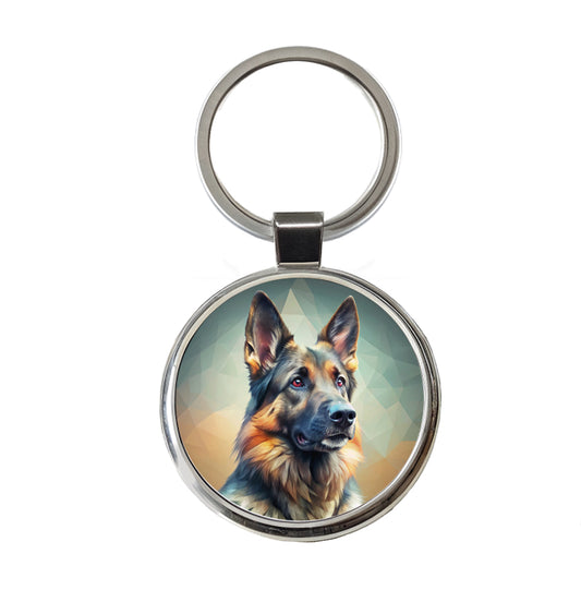 German Shepherd Dog Contemporary Art Round Metal Keychain