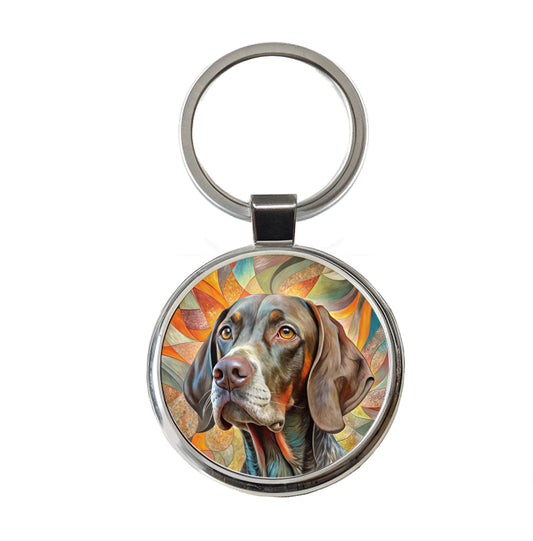 German Shorthaired Pointer Dog Abstract Art Round Metal Keychain