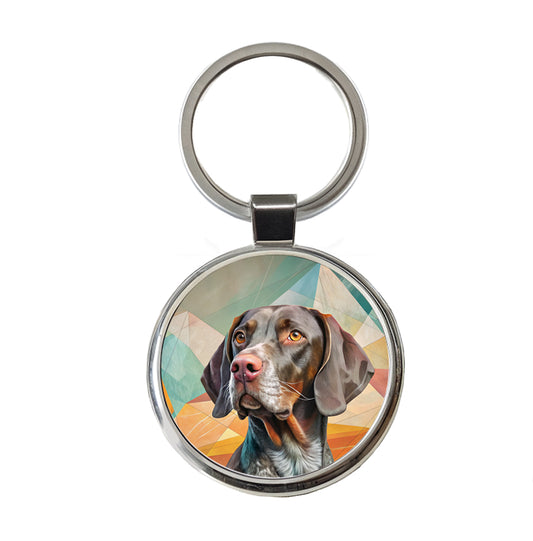 German Shorthaired Pointer Dog Contemporary Art Round Metal Keychain