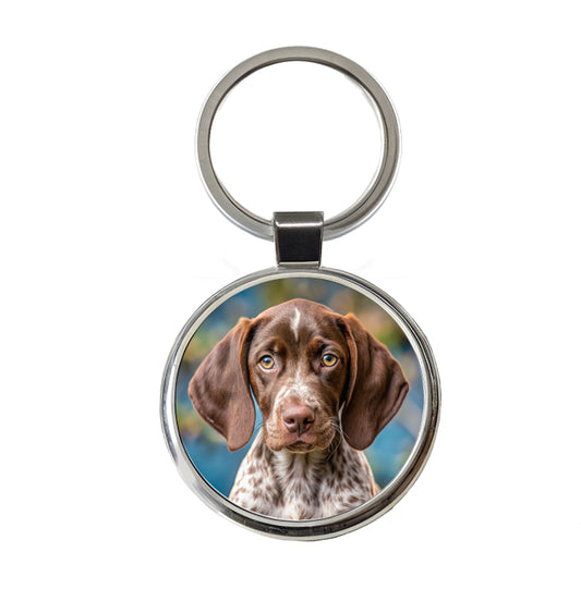 German Shorthaired Pointer Dog Puppy Photo Round Metal Keychain