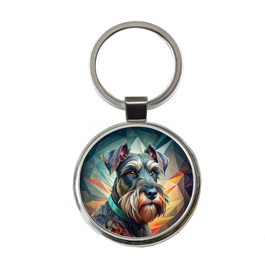 Giant Schnauzer Dog Contemporary Art Round Metal Keychain