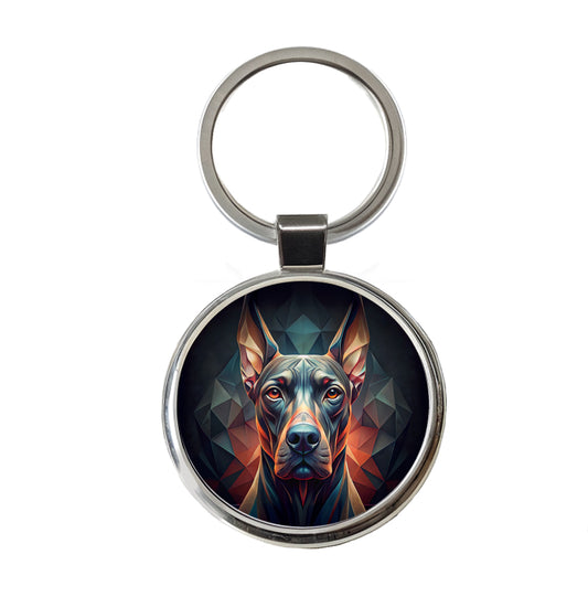 Great Dane Dog Abstract Stylized Art Round Metal Keychain