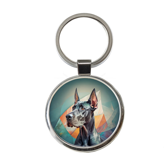 Great Dane Dog Contemporary Art Round Metal Keychain