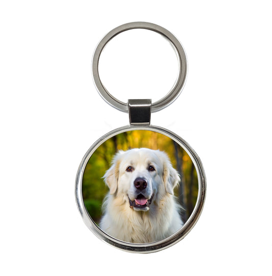 Great Pyrenees Dog Photo Round Metal Keychain