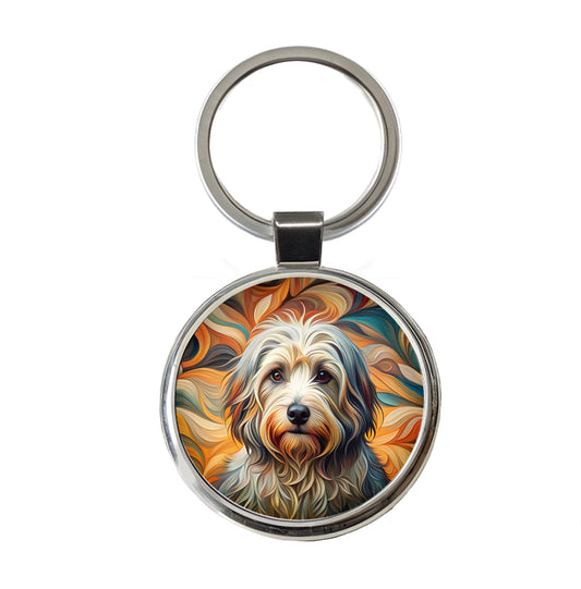Havanese Dog Abstract Stylized Art Round Metal Keychain