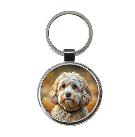 Havanese Dog Expressionism Art Round Metal Keychain