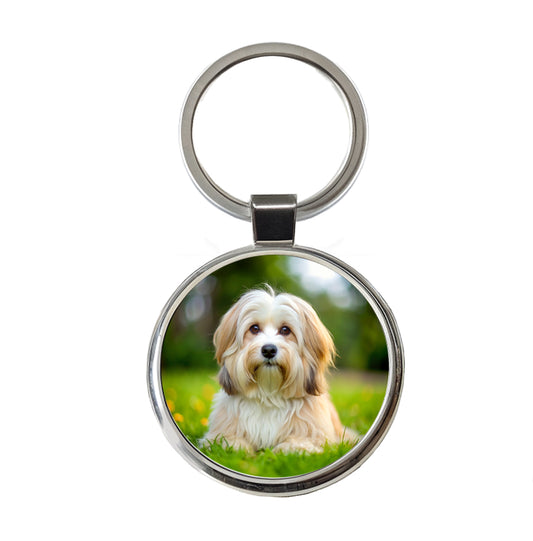Havanese Dog Photo Round Metal Keychain