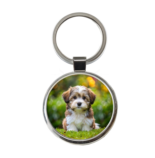 Havanese Dog Puppy Photo Round Metal Keychain