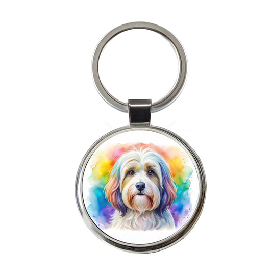Havanese Dog Watercolor Style Round Metal Keychain