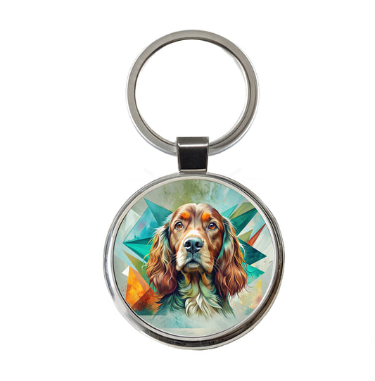 Irish Setter Dog Contemporary Art Round Metal Keychain