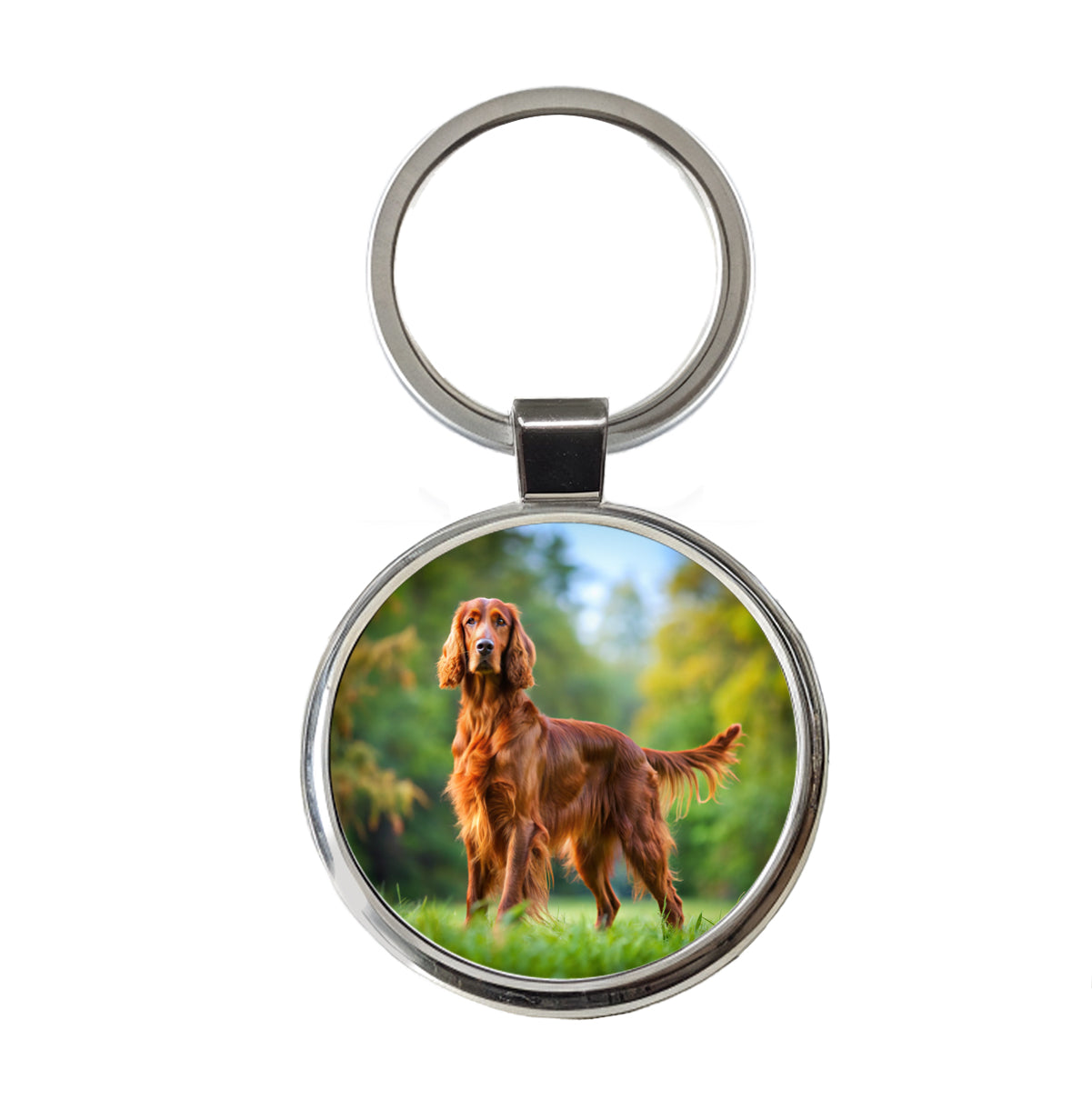 Irish Setter Dog Photo Round Metal Keychain