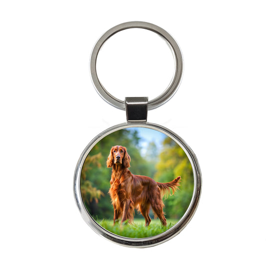 Irish Setter Dog Photo Round Metal Keychain