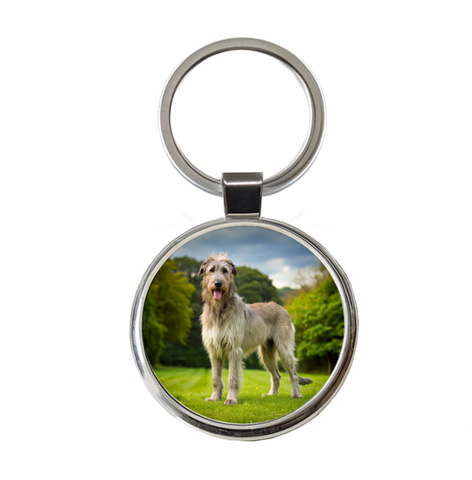 Irish Wolfhound Dog Photo Round Metal Keychain
