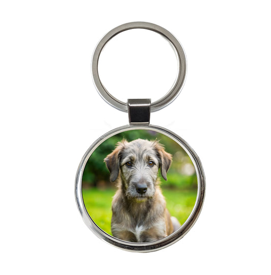 Irish Wolfhound Dog Puppy Photo Round Metal Keychain