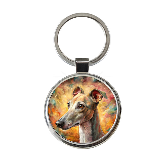 Italian Greyhound Dog Illustration Round Metal Keychain