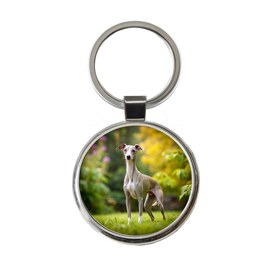 Italian Greyhound Dog Photo Round Metal Keychain