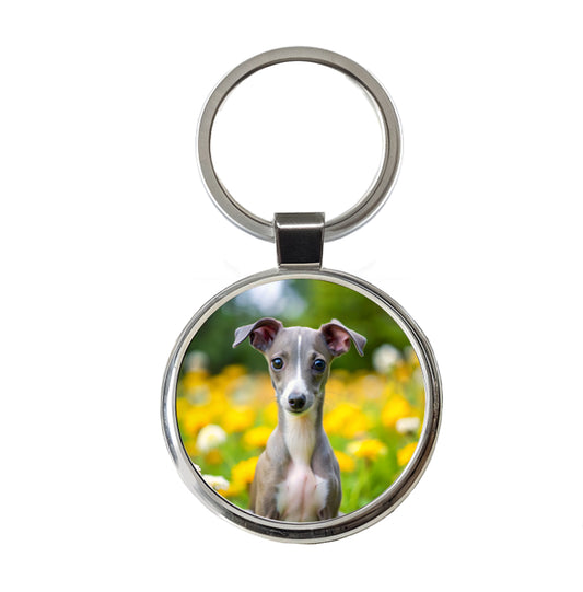 Italian Greyhound Dog Puppy Photo Round Metal Keychain