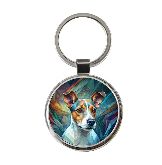 Jack Russell Terrier Dog Abstract Stylized Art Round Metal Keychain