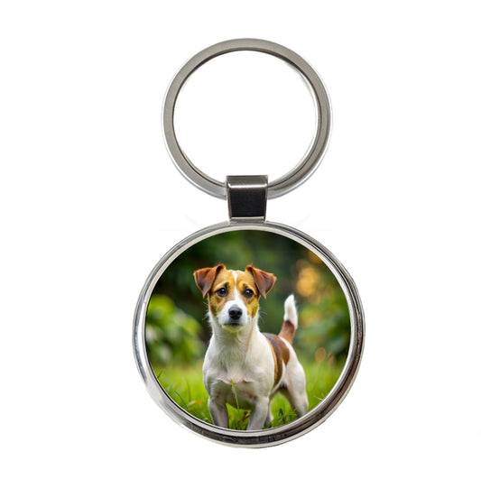 Jack Russell Terrier Dog Photo Round Metal Keychain