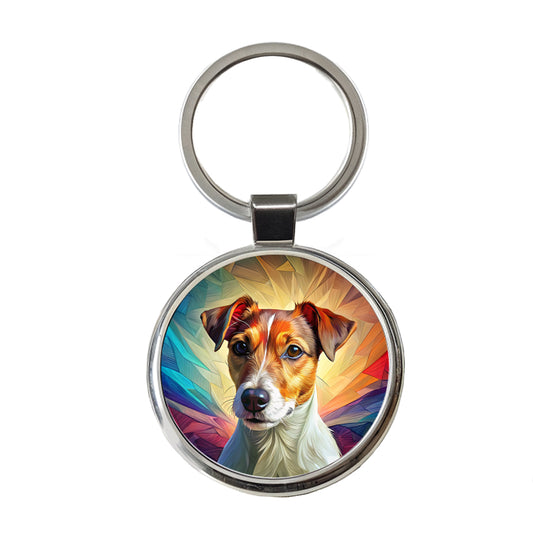 Jack Russell Terrier Dog Pop Art Round Metal Keychain