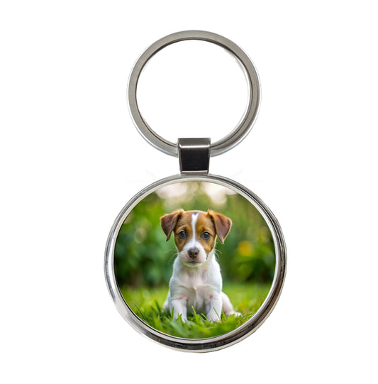 Jack Russell Terrier Dog Puppy Photo Round Metal Keychain