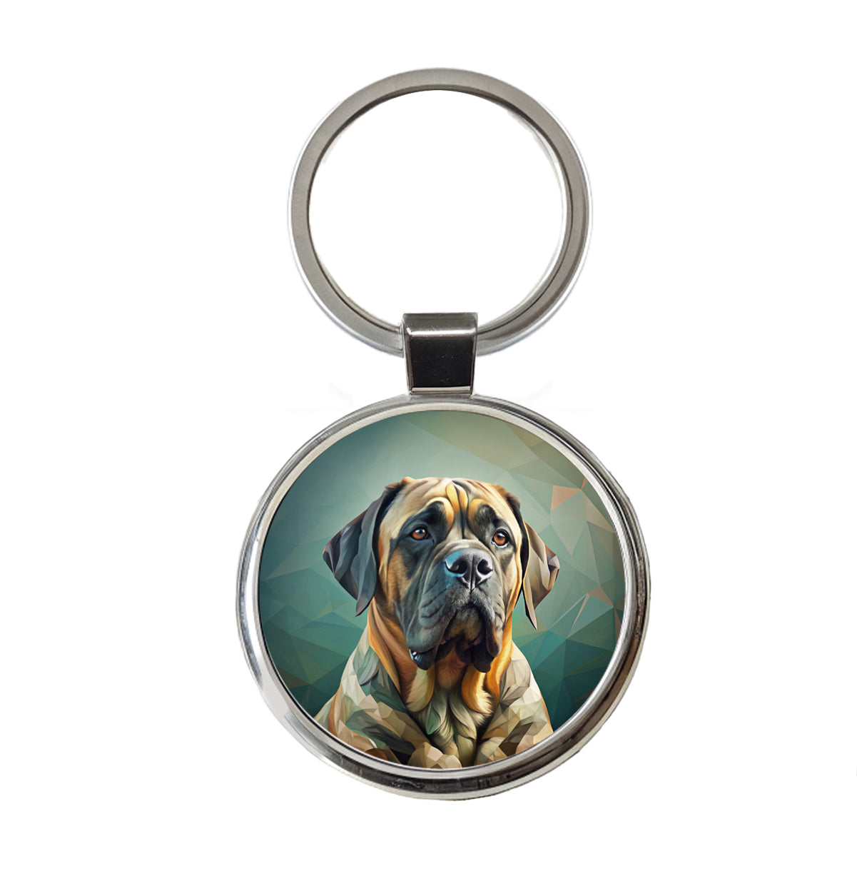 Mastiff Dog Contemporary Art Round Metal Keychain