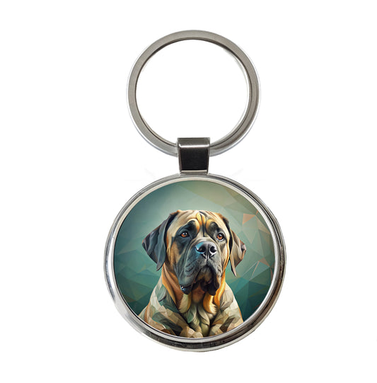 Mastiff Dog Contemporary Art Round Metal Keychain