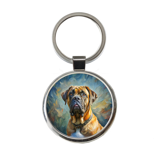 Mastiff Dog Expressionism Art Round Metal Keychain