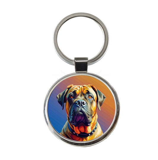 Mastiff Dog Pop Art Round Metal Keychain