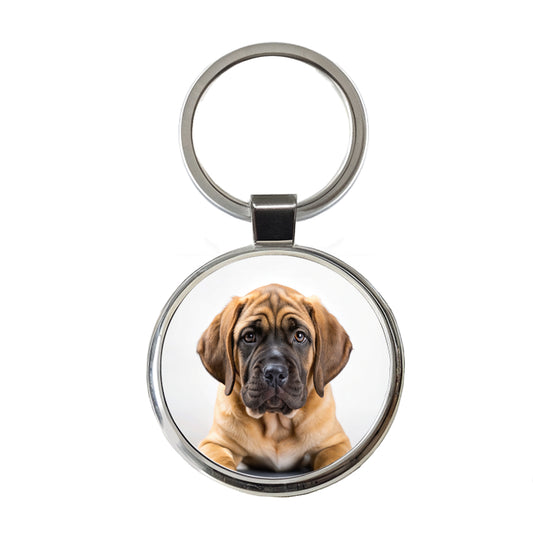 Mastiff Dog Puppy Photo Round Metal Keychain