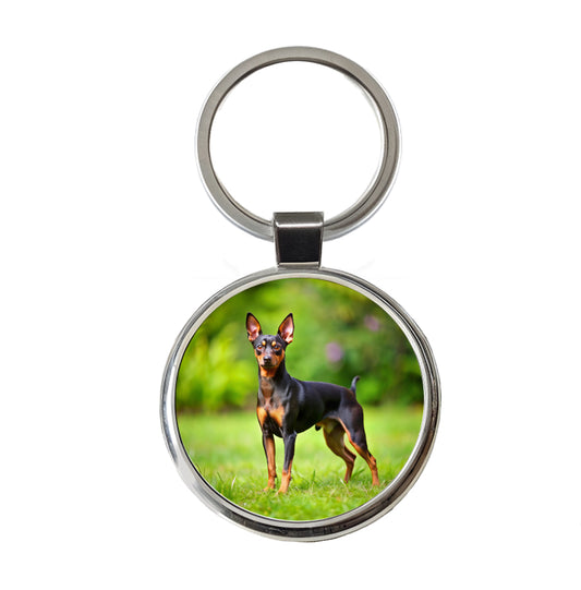 Miniature Pinscher Dog Photo Round Metal Keychain