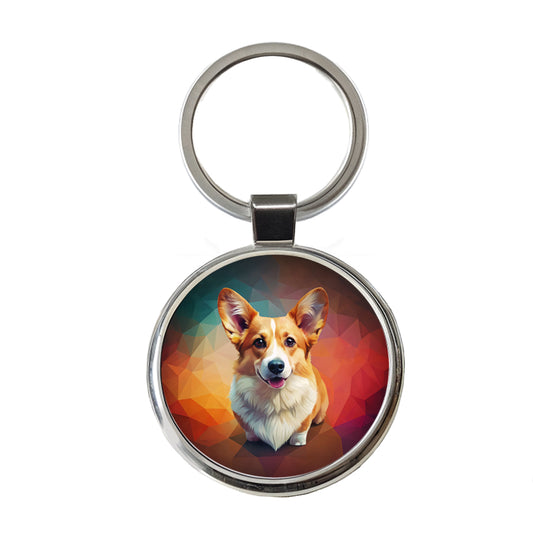 Pembroke Welsh Corgi Dog Contemporary Art Round Metal Keychain