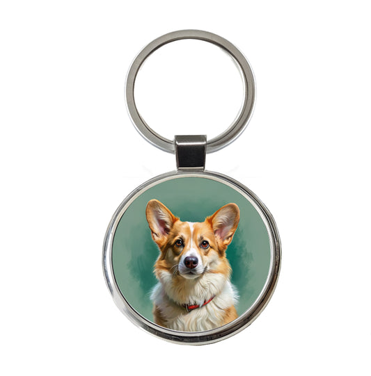 Pembroke Welsh Corgi Dog Illustration Round Metal Keychain