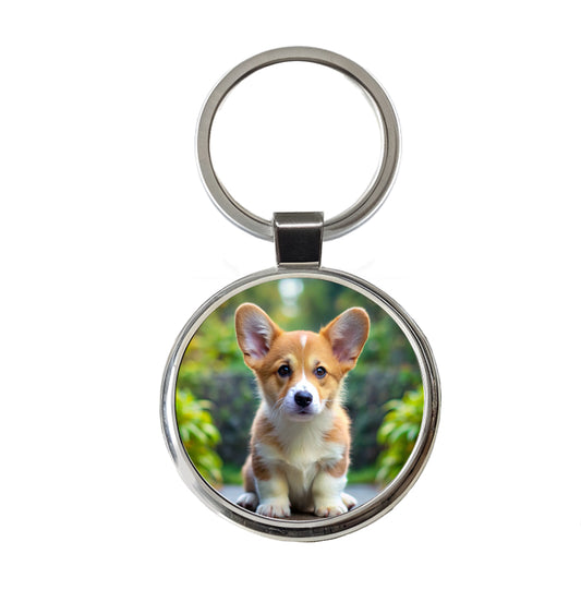 Pembroke Welsh Corgi Dog Puppy Photo Round Metal Keychain