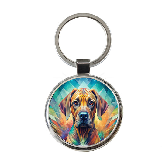 Rhodesian Ridgeback Dog Abstract Art Round Metal Keychain