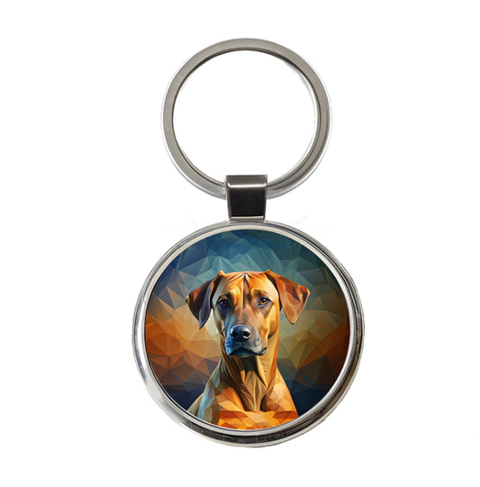 Rhodesian Ridgeback Dog Abstract Stylized Art Round Metal Keychain