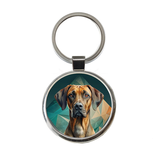 Rhodesian Ridgeback Dog Contemporary Art Round Metal Keychain
