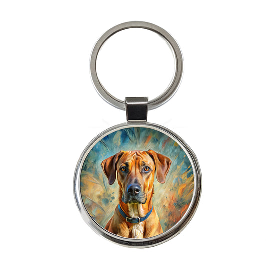 Rhodesian Ridgeback Dog Expressionism Art Round Metal Keychain