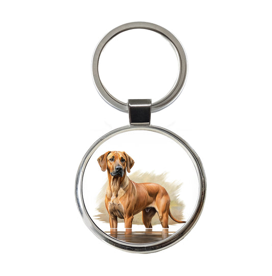 Rhodesian Ridgeback Dog Illustration Round Metal Keychain