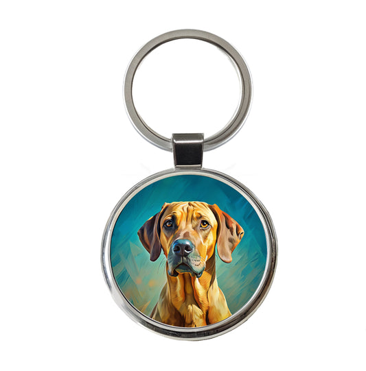 Rhodesian Ridgeback Dog Pop Art Round Metal Keychain