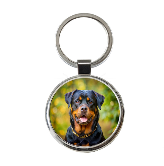 Rottweiler Dog Photo Round Metal Keychain