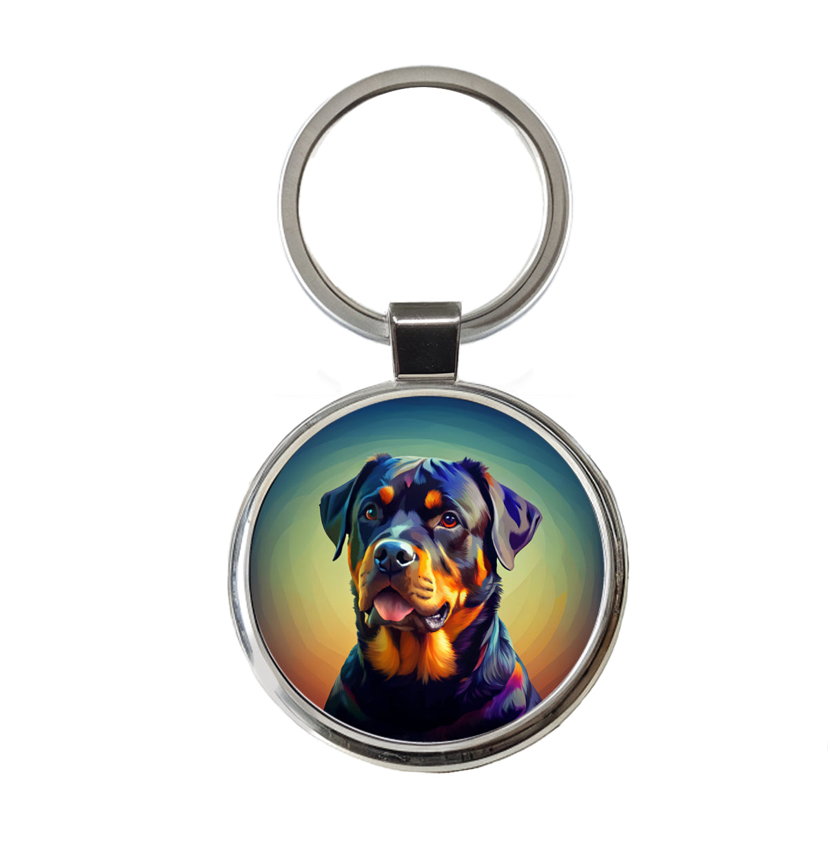 Rottweiler Dog Pop Art Round Metal Keychain