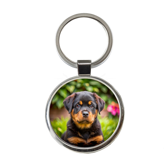 Rottweiler Dog Puppy Photo Round Metal Keychain