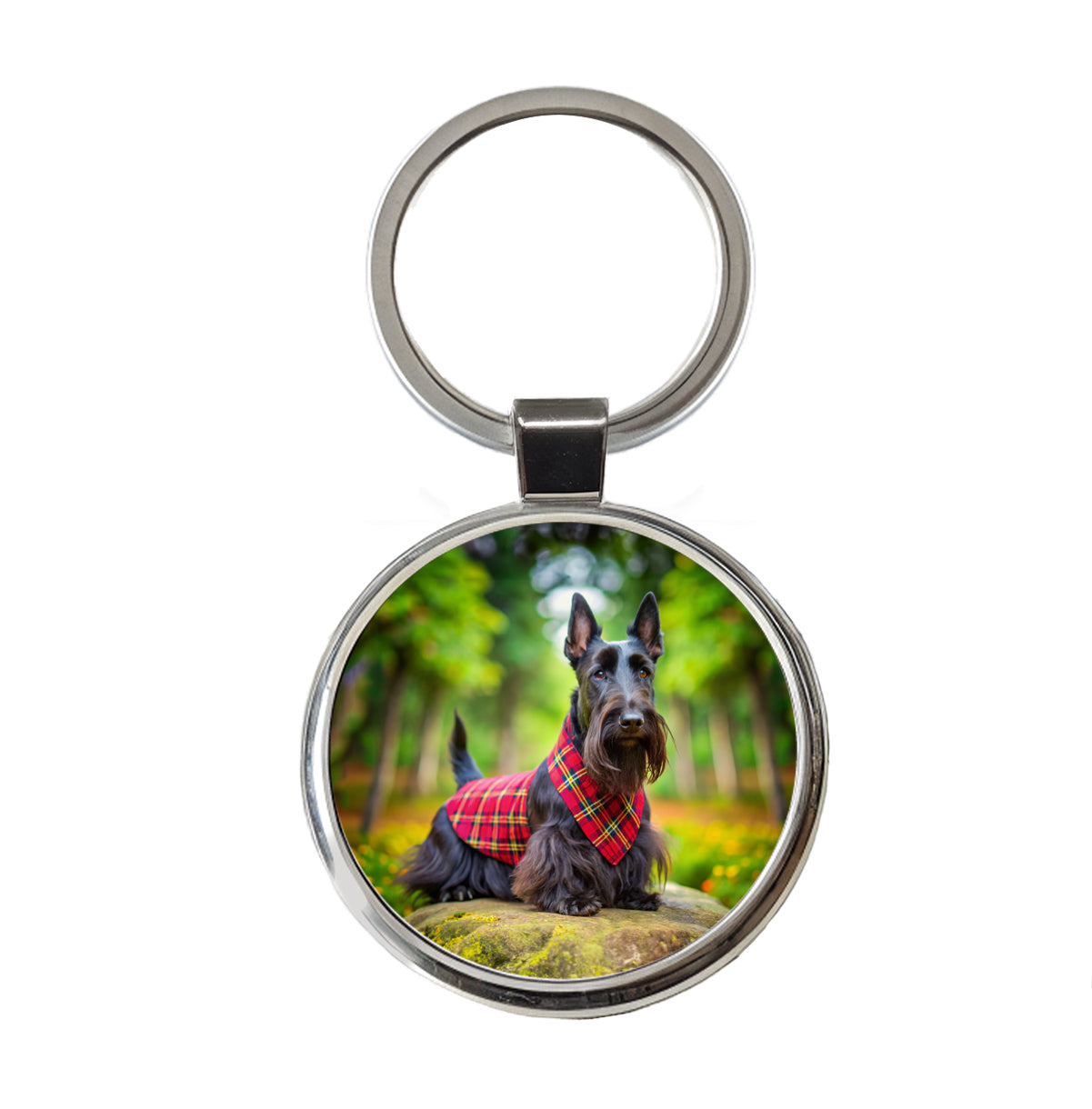 Scottish Terrier Dog Photo Round Metal Keychain