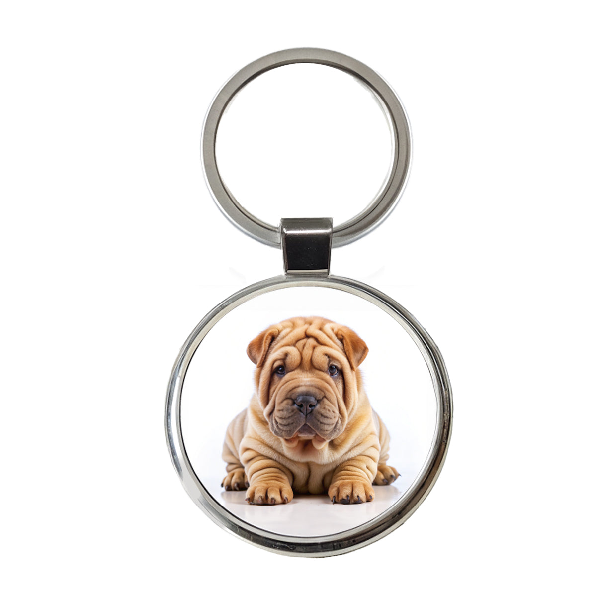 Shar Pei Dog Puppy Photo Round Metal Keychain